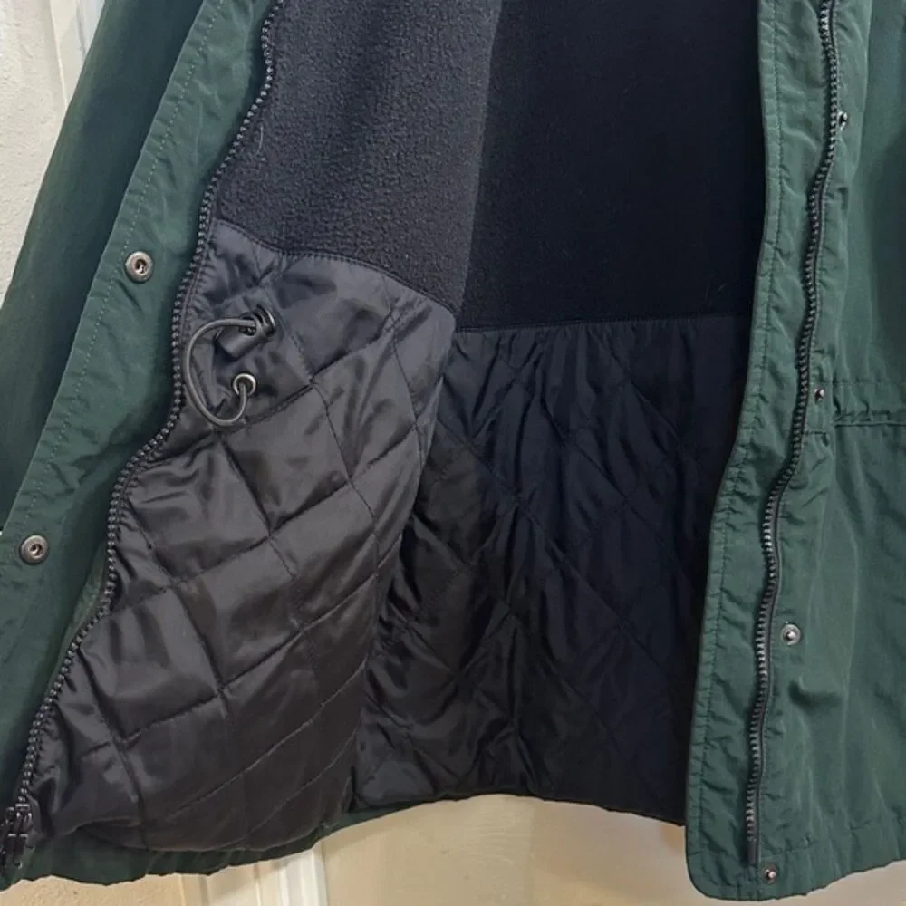 Eddie Bauer Chore Coat Womens XS Hooded Zip Outdoor Ski Barn Fleece Lined Green